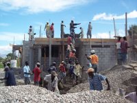 Pouring the concrete roof of the clinic