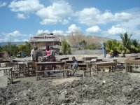 Washing school benches