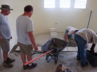 Laying tiles in the cafeteria