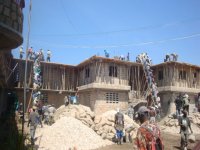 Pouring the school roof