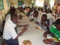 Men and women attended the seminar in the cafeteria