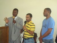 Alberto Rivas (Center) and Domian Cuello are in Haiti to help the victims