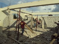 Three deacons working together on the cafeteria