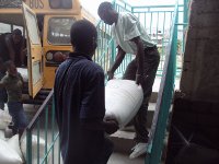 Big bags of rice for the cafeteria