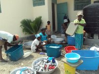 Getting ready to resume the feeding at the school