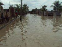 Flooded street nearby Living Water campus