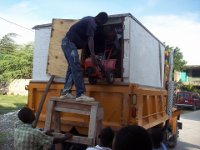 Dump truck arrives