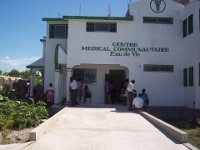 Health Clinic Building and Some Patients Outside