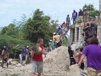 Great Team Work in Pouring the Concrete Roof