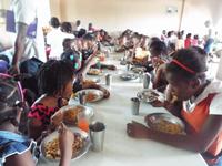 Enjoying Spaghetti at the Camp